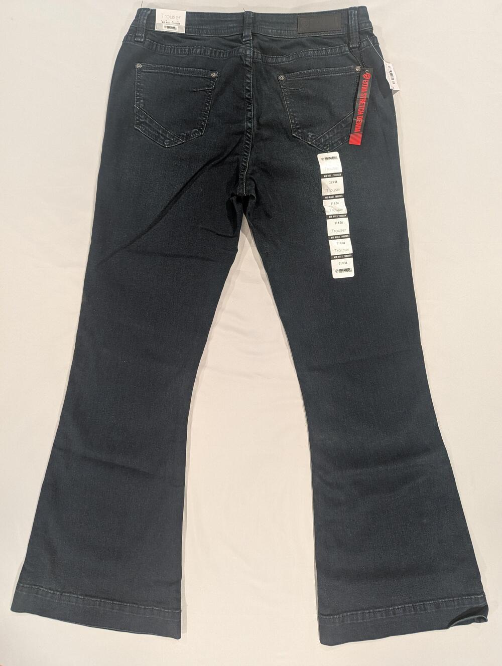 Rock & Roll Denim Jeans Womens 31x34 Blue Dark Wash Mid Rise Trouser Bootcut